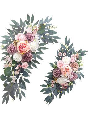 Dusty Rose Wedding Arch Flowers (2-Pack) | Artificial Floral Decor for Weddings